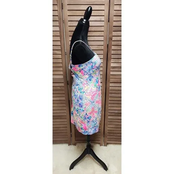 Lilly Pulitzer New Shelli Stretch Shift Dress Dancing On The Deck Pink Size 12 - Picture 4 of 8